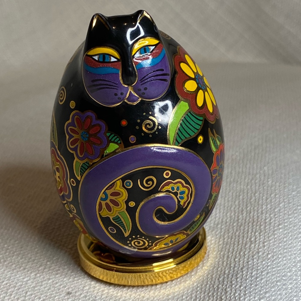 Vintage Laurel Burch Flowering Feline Porcelain Figure 1996